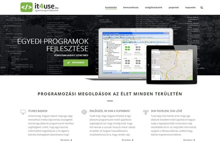 IT4Use – egyedi szoftverfejlesztő csapat honlapja